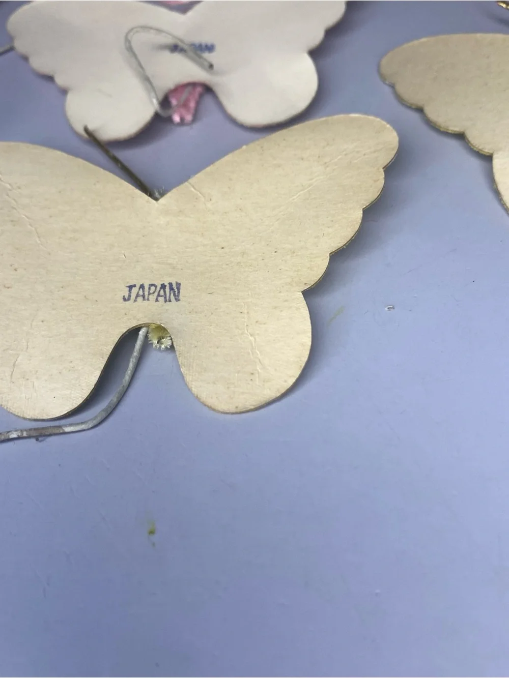 Lot Of 11 Vintage Asst Cloth & Paper Butterflies Made In Japan Hand Crafted